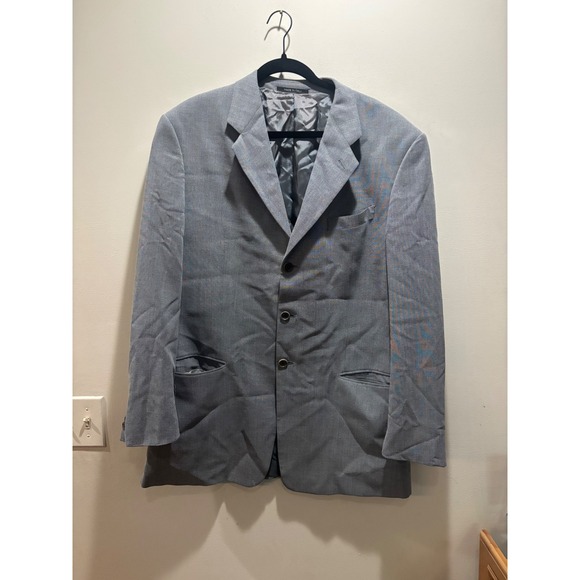 Armani Collezioni Gray Blazer Jacket Made in Italy Wool Blend Business Casual 46